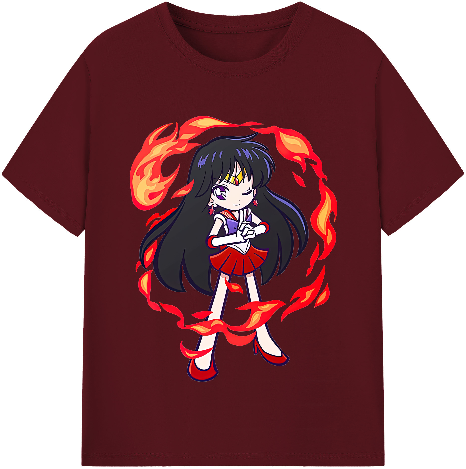 （画像用） 美少女戦士セーラームーン 火野レイ ひの レイ Sailor Moon Hino Rei （セーラーマーズ,Sailor Mars） 綿100％半袖Tシャツ（フロントプリント）